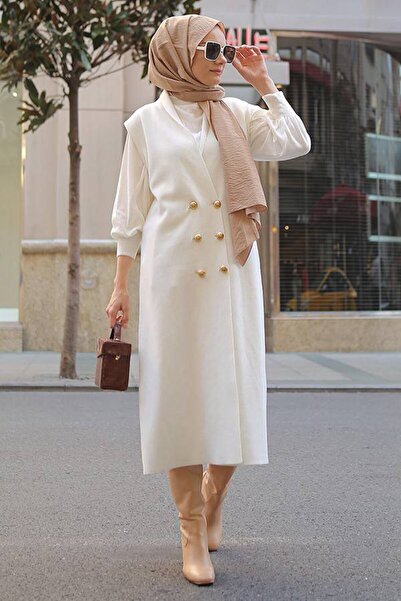 guller tekstil KADIN HIRKA YELEK TRİKO DÜĞME DETAYLI