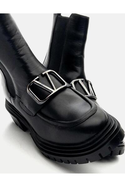 Venüs 2253802k Γυναικείες μπότες από γνήσιο δέρμα με αγκράφα σε σχήμα V