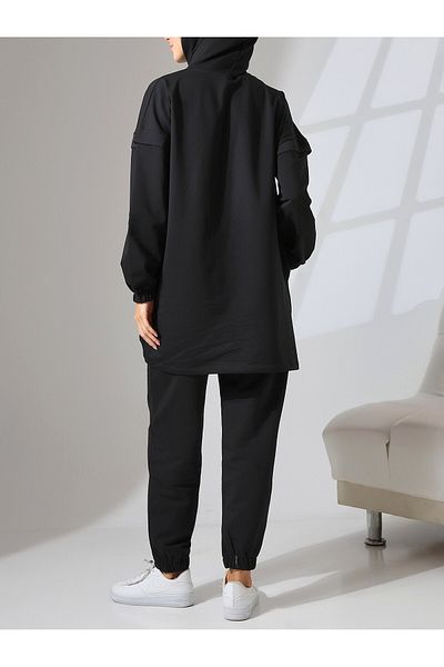 Modamorfo Set aus gekämmter Baumwolle mit Kapuzentasche und elastischen Ärmeln