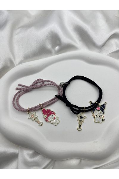 Yıldız Accessory Kuromi & Melody - Set of 2 Lover Couple Bracelets, Magnet Fantasy Magic