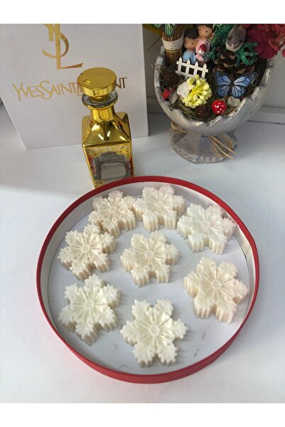 NADİDE Kar Tanesi Sandal Esanslı Soya Wax Mum | El Yapımı Doğal Mum | 5’li Set