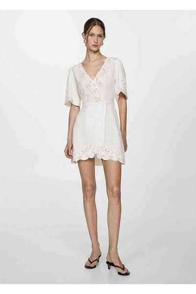 MANGO Woman Embroidered Short Dress