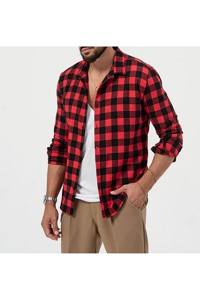 Piola Club Men's Winter Shirt - Regular Fit, Checkers Pattern