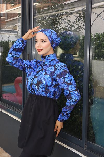 Atelier Lina 3-Piece Full Covered Hijab Swimsuit with Adjustable Elastic Waist and Water Repellent Fabric