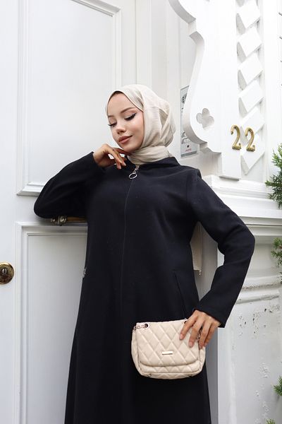 Atelier Lina Women's Cashew Coat with Hooded Zippered Pockets