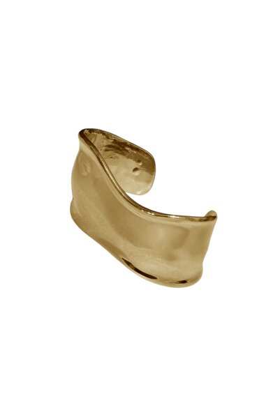 staınless steel Asymmetrical Thick Handcuffs - Gold Bracelet