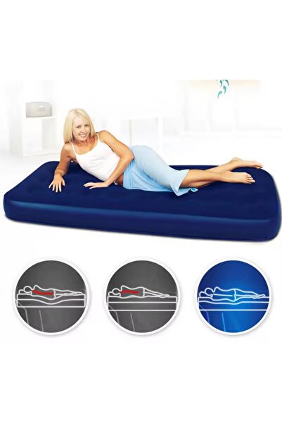 Reidan Mavi Tek Kişilik Şişme Yatak  Kamp tatil deniz plaj Yatağı 183X76X23cm