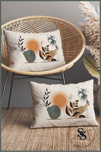 SasoHome Drought and Wildflowers Patterned 2-Piece Rectangular Throw Pillow Cover