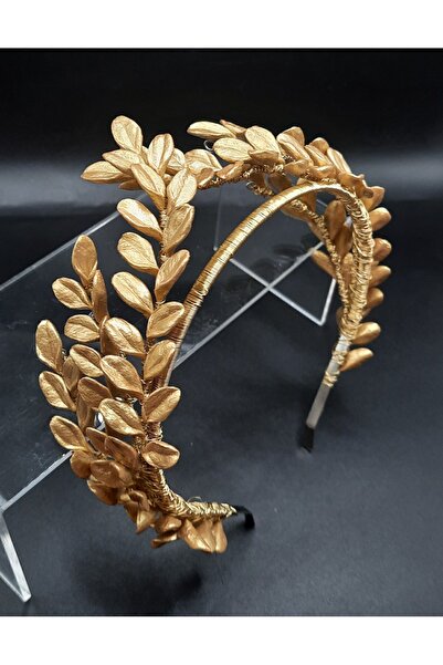 gelin Gold helen taç,yapraklı gold taç,tasarım gold taç