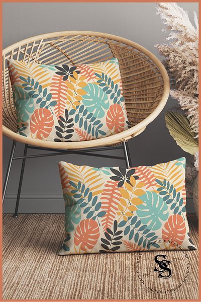 SasoHome Colorful Feather - Colorful Feathers Patterned 2-Piece Rectangular Throw Pillow Cover