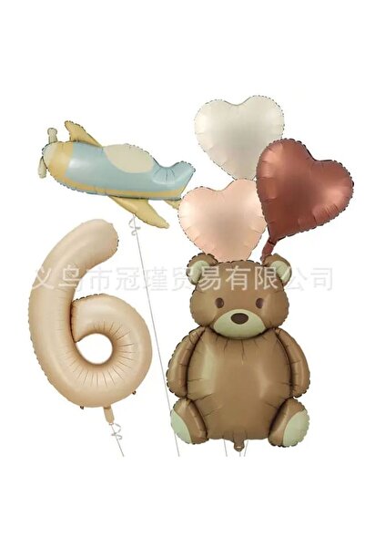 DÜVENCİ TİCARET SET BALON DE VÂRSTĂ RETRO HEART BEAR PLANE FOLYOL