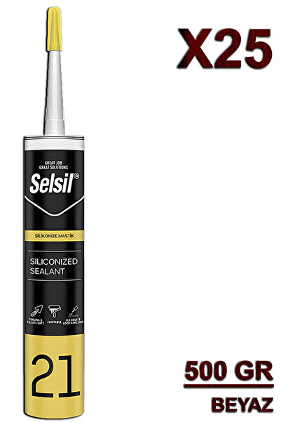 Selsil Silikonize Mastik Beyaz 500 Gr (25 Adet)