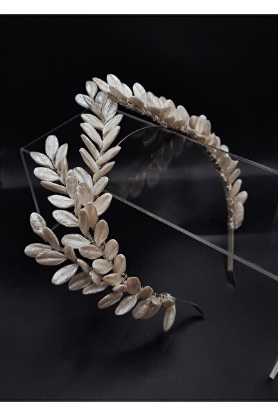 gelin Helen Beyaz Taç,yapraklı Taç,helen Model