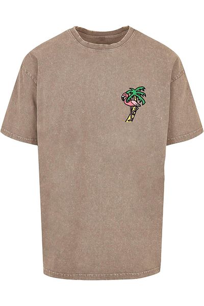 Mister Tee Herren Flamingo Acid Washed Heavy Oversize Tee