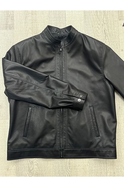 Şahan Deri Denizli Harley Black Men's Genuine Leather Coat