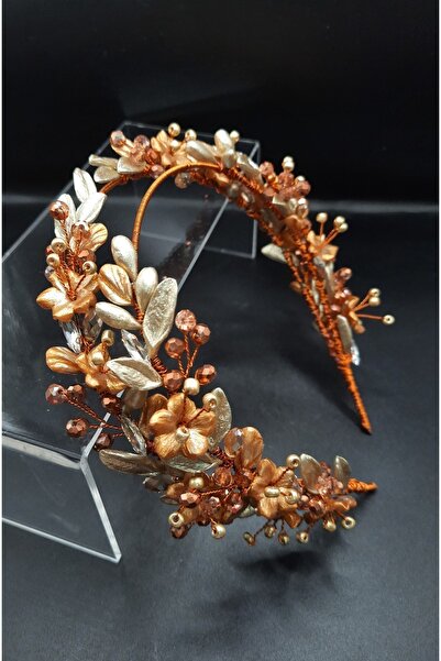 gelin Farah Tasarım Helen Taç,çiçekli Taç,yapraklı Taç,nişan Taçları