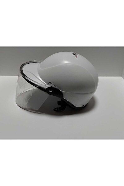 Leos -SİPERLİKLİ JOKEY KASK-BEYAZ RENK-YERLİ ÜRETİM-MOD1