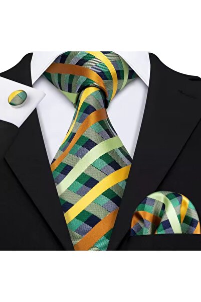 ARDSU İpek El Yapimi Kravat, Kare Cep Mendili ve Kol düğmesi, damat düğün Aks...