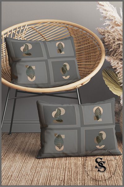 SasoHome Surreal Leaf Patterns on Grey Floor 2-Piece Rectangle Throw Pillow Cover