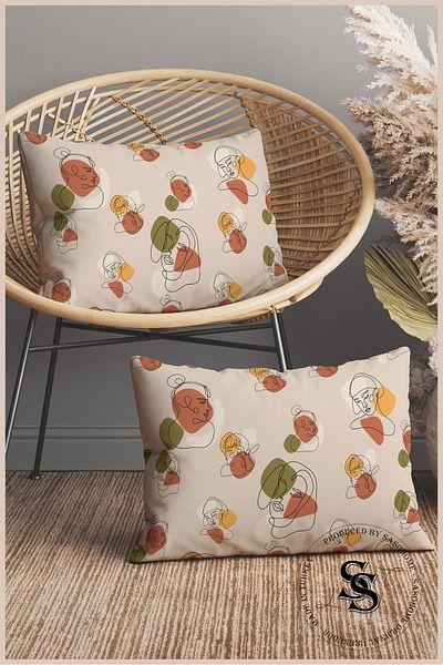 SasoHome Woman Portrait Painting Pattern Patterned 2-Piece Rectangular Throw Pillow Cover