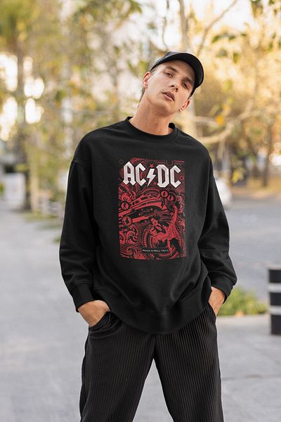 SEVBANO Ac Dc Rock Metal Printed Unisex Oversize Music Band Sweatshirt