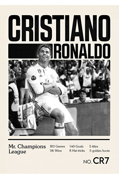 512 STORE Cristiano Ronaldo Şampiyonlar Ligi İkon Poster 30x42 Çerçevesiz