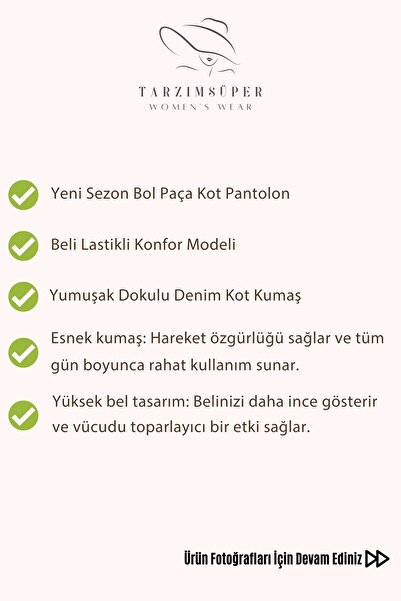 tarzımsüper Plus Size Elastic Waist Comfort Model Wide Leg High Waisted Soft Texture Jeans Jeans