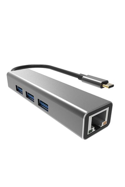 VCOM Dh311a Type-C to USB3.0-3 RJ45 Multiplexer Adapter