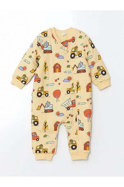 LC Waikiki Lcw Eco Orange Crew Neck Long Sleeve Baby Boy Romper