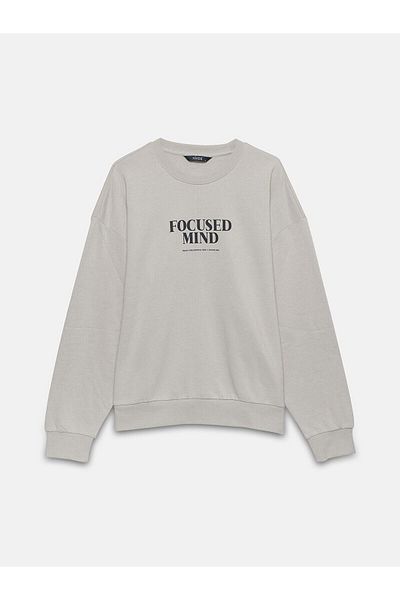 LC Waikiki Μακρυμάνικο φούτερ με στάμπα LCW Casual Crew Neck