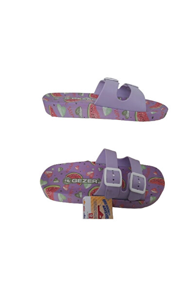 GEZER Жіночі тапочки з подвійною застібкою, з малюнком ліла-кавун, не ковзають, для щоденного носіння