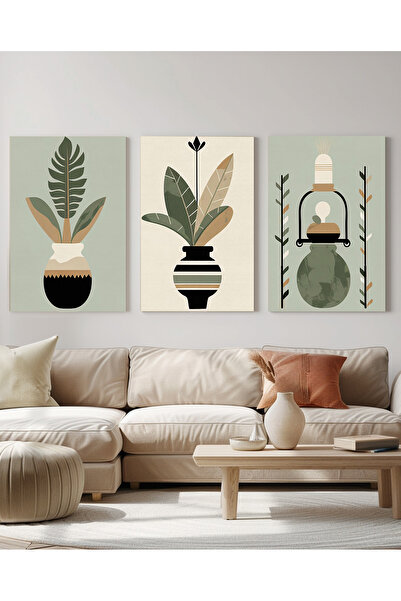 Design Art House 3'lü Modern Tasarım Ev Ofis İşyeri Dekorasyon Kanvas Tablo