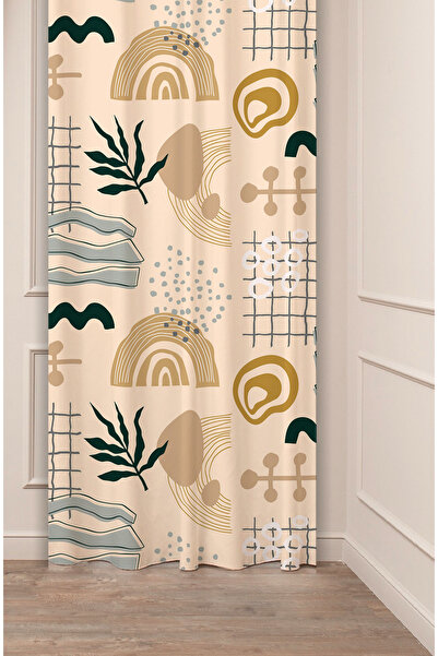 GREENDECOR ستارة خلفية حديثة مطبوعة رقمية بنمط قوس قزح على شكل ورقة شجر