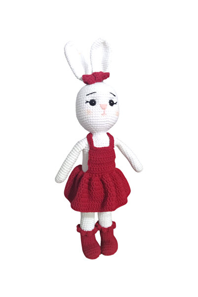 Kids Amigurumi Organik el yapımı oyuncak  Kırmızı Elbiseli Tavşan Bebek