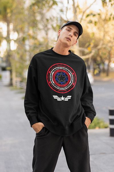 SEVBANO Avengers Captain America Printed Unisex Oversize Hero Sweatshirt