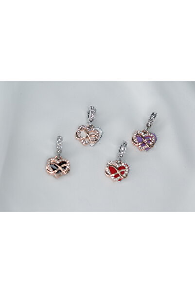 CYB STUDİO KIRMIZI RENK SONSUZLUK İŞARETLİ KALP FİGÜRÜ PASLANMAZ ÇELİK CHARM