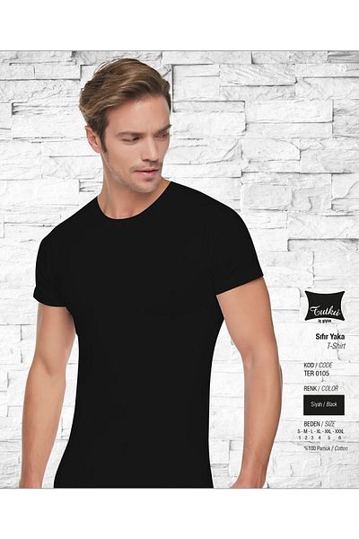 KEYAL Tutku Men's Combed Cotton 0 Collar Half Sleeve 6 Pack Undershirt 0105
