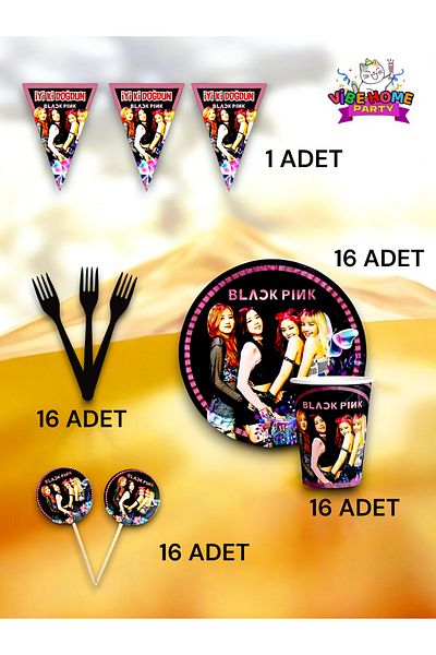 VibeHome Black Pink Themed Eco Set for 16 - Birthday Party and Fun Events