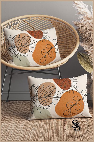 SasoHome Imaginary Surreal Flowers Leaves Patterned 2-Piece Rectangular Throw Pillow Cover