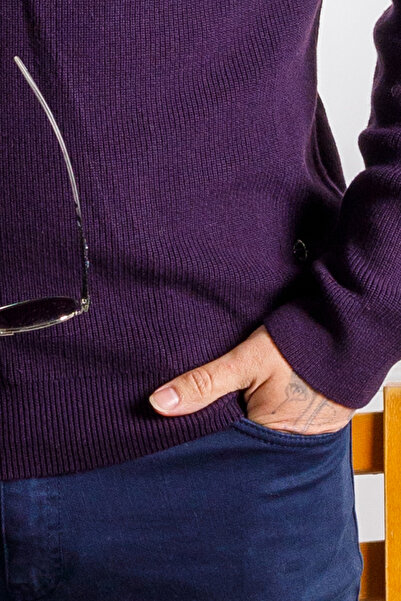 Sarar Μωβ πλεκτό πουλόβερ με φερμουάρ μισό ζιβάγκο