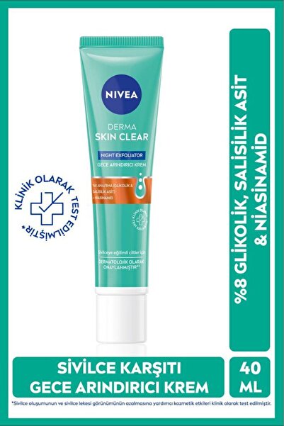 NIVEA Derma Skin Clear Exfoliator Night Cleansing Cream 40ml, Anti-acne.HIDDE...