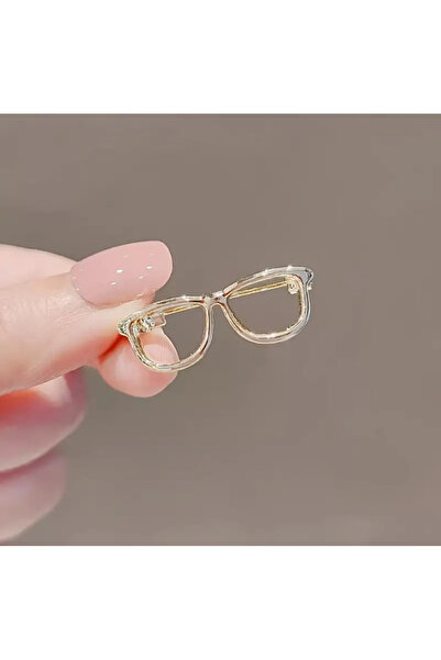 glasses accessory Gözlük Şeklinde Broş Gold