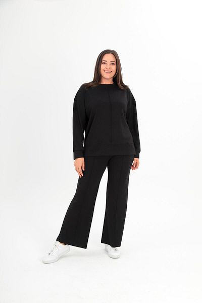 Ebsumu Дамски комплект анцуг Plus Size Premium Sho Fabric, стилен черен