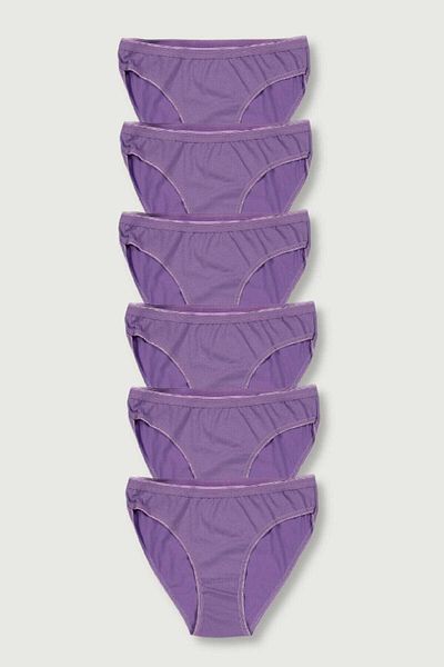 Tutku Pachet de 6 chiloți bikini violet pentru femei, țesătură premium, bumbac, mărime standard