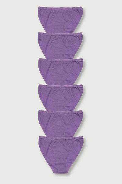 Tutku Pachet de 6 chiloți bikini violet pentru femei, țesătură premium, bumbac, mărime standard