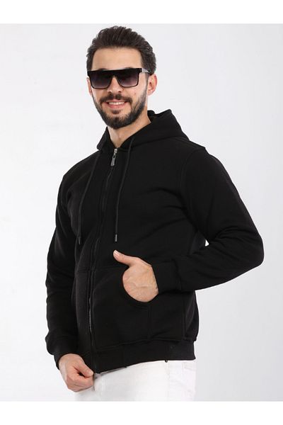 BERNEO Unisex Hood Zippered 3-Thread Raster Top