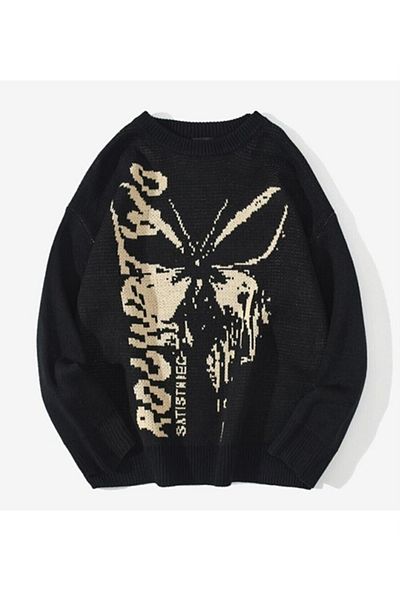 Köstebek Harajuku Fashion Streetwear Butterfly Butterfly Print Sweatshirt