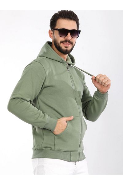 BERNEO Unisex Hood Zippered 3-Thread Raster Top