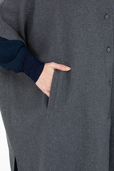 Enans Design Γυναικείο πόντσο Tweed Poncho με γιακά δικαστή