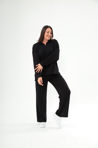 Ebsumu Дамски анцуг с поло яка, размер "Plus Size", черен